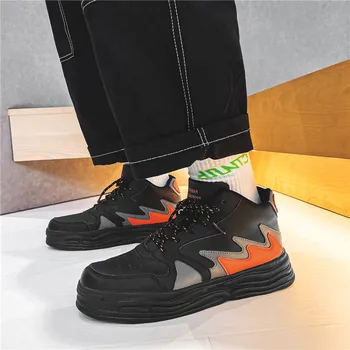 Nove moške visoko-top debelo dno čevlji odporni na obrabo, dihanje priložnostne čevlji čipke-up na prostem, športni čevlji non-slip tekaški športni copati