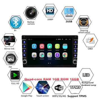 9-Palčni Nastavljiv WIFI Avtomobilski Stereo Radio Quad-Core Android 8.1 MP5 Predvajalnik Pritisnite Sn GPS Navigator z Gumbom Gumb