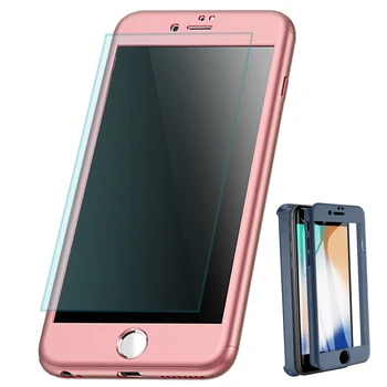 360 Celotno Zaščitno Primeru Mobilni Telefon Za iPhone 7 6 6s 8 Plus Sladkarije Svilnato Srčkan Barvo Pokrova Celice Oklepnih s Stekla Velike Stvari