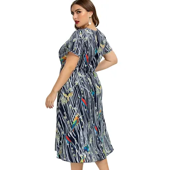 2020 Poletje ženska Plus Velikost tiskanja Cvet Obleko modne Dame Šifon stranka vintage obleke