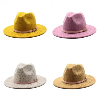 Moški Fedora klobuki ženske Kavboj Preprost volnene klobuk jazz klobuki Britanski stil Modni klobuk klobuk jeseni, pozimi big skupaj Multicolor klobuk