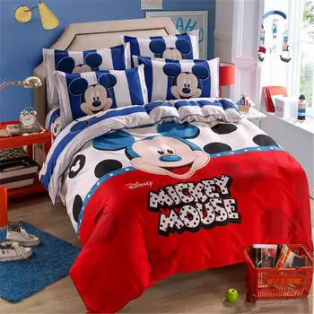 Rdeče Modra Mickey Mouse Odeja Rjuhe Zajema Polni Velikosti Posteljnine Komplet za Otroke, Soba, otroška posteljica Posteljnino Kraljica Bedspread Disney Tiskanja