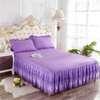 Čipke posteljo krilo princesa vzmetnice cover roza, bež barve vijolične Poletje korejskem slogu trdna deco rbed kritje 150*200 cm polno kraljica posteljnina