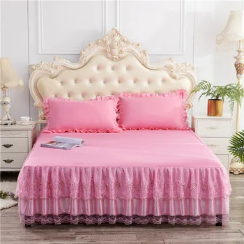 Čipke posteljo krilo princesa vzmetnice cover roza, bež barve vijolične Poletje korejskem slogu trdna deco rbed kritje 150*200 cm polno kraljica posteljnina