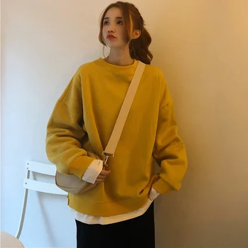 2 barvah jeseni, pozimi 2019 preppy stil Ženske Jopice korejski umetno dveh kosov debela Ženska Majica puloverji (CX796)