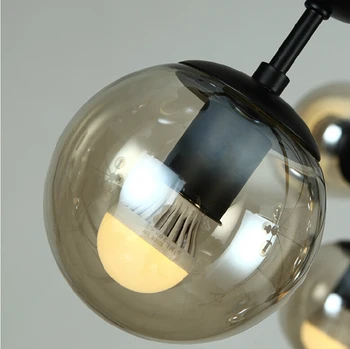Postmoderni čarobni fižol, steklo črno lestenec Ameriški kovanega železa steklo žogo osebnost krog restavracija dnevna soba chandelie