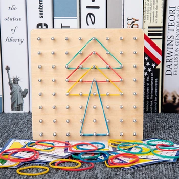 Montessori Lesene Grafike Gume Kravato Nohtov Plošče s Karticami, predšolska Vzgoja Predšolskih Možganov Teaser Puzzle Igre