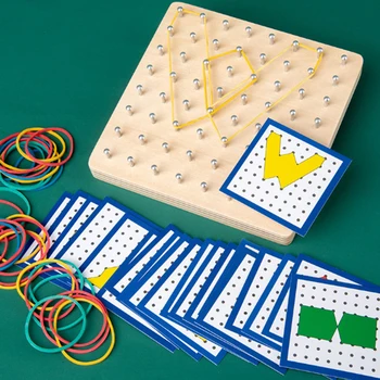 Montessori Lesene Grafike Gume Kravato Nohtov Plošče s Karticami, predšolska Vzgoja Predšolskih Možganov Teaser Puzzle Igre