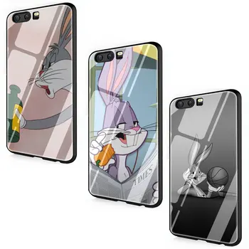 EWAU Risanka Bugs Bunny, Kaljeno Steklo primeru telefon za Huawei P10 P20 P30 Mate 20 Lite pro P Smart Y6 Y9 Čast 8X 9 10