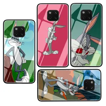 EWAU Risanka Bugs Bunny, Kaljeno Steklo primeru telefon za Huawei P10 P20 P30 Mate 20 Lite pro P Smart Y6 Y9 Čast 8X 9 10