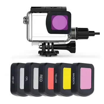 Šport Fotoaparat UV CPL Rdeča, Vijolična, Rumena Barva potapljanje Filter na Vodotesno Ohišje Ohišje Za Sjcam SJ7 Šport delovanje Fotoaparata