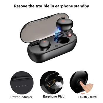 Moški Y30 TWS Bluetooth slušalka v5.0 Pravi Brezžične Slušalke za V uho Zmanjšanje Hrupa Stereo Slušalke Čepkov