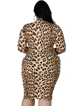 Nova Plus Velikost Ženske Obleke Leopard Tiskanja Dolg Rokav Suh Obleke, Casual Vestido De Mujer Brezplačna Dostava Na Debelo Dropshipping