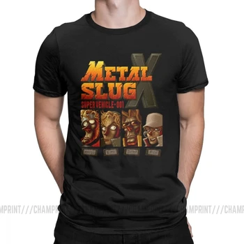 Duhovit Metal Slug X T-Shirt za Moške O Vratu Bombaž T Srajce, Retro Klasična Geo Pištolo Igro Kratek Rokav Tees za Rojstni dan Vrhovi