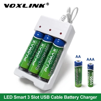 VOXLINK USB Polnilec za Baterije 3slots Z USB kabel Za AA/AAA Polnilne Baterije, Polnilec Za daljinsko upravljanje mikrofon kamera