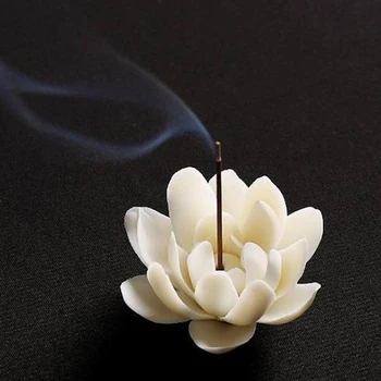 Ročno Budistični Aromaterapija Censer Uporabo V Pisarni Teahouse Keramike Bele Lotus Kadila Gorilnik Doma Dekor Kadila Palico Imetnik