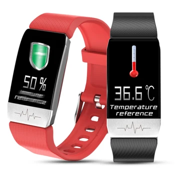 T1 Pametno Gledati Manšeta Temperature Merjenje EKG Srca Stopnja Odkrivanja Sporočilo, Opomnik, Fitnes, Šport ura Za Android IOS