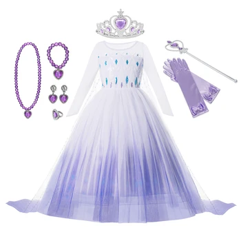 VOGUEON Dekleta Princesa Obleko Luksuzni Sequins Snow Queen Elsa Kostum Otroški Pustni Rojstni dan Elsa Cosplay Oblačila Otroci