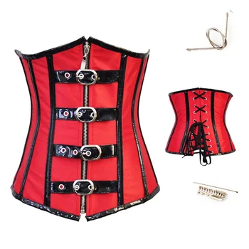 Caudatus steampunk underbust stezniki in bustiers pu korzet vrh umetno usnje gothic punk corselet rdeča črna burleske