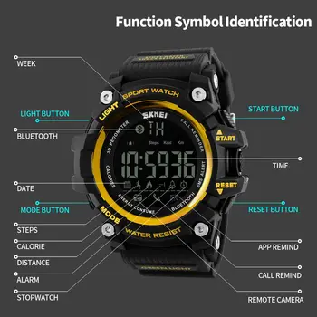 SKMEI Smart Šport Gledajo Moški Bluetooth Večfunkcijska Fitnes Ure 5Bar Nepremočljiva digital ura LED Ura reloj hombre 1227