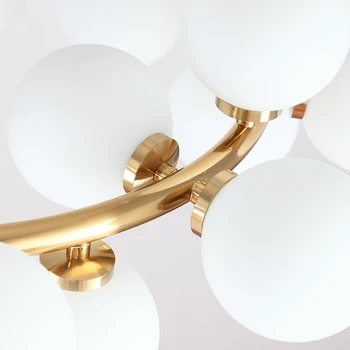 Čarobni fižol visi lestenec, Nordijska Multi-vodja stekleno kroglo led dekoracijo luči, spalnica, dnevna soba dekor Zlata Lučka Napeljave