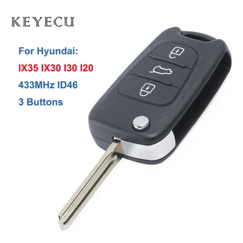 Keyecu Flip Daljinski Ključ Fob za Hyundai IX35 I20 I30 2008 2009 2010 2011 2012 za 3 Gumb 433MHz ID46 Čip Avto Ključ