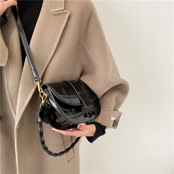 Tkanina za ženske torbice 2020 nova trendovska moda lakasto usnje sedlo vrečko sel vrečko pod pazduho vrečko vsestranski torba