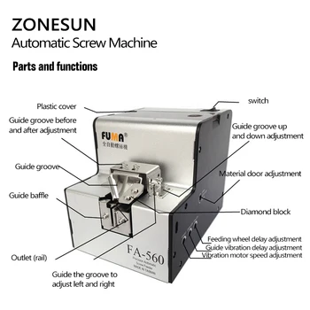 ZONESUN FA-560 Natančno samodejno vijak podajalnik,samodejno vijak razpršilnik,Vijak ureditev pralni,vijak števec