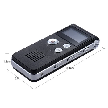 8GB Intelligent Digital Audio Snemalnik Dictaphone WAV, WMA, MP3 Predvajalnik Glasbe Vključite Glasovno VAR A-B Ponavljanje Snemalnik Zvoka