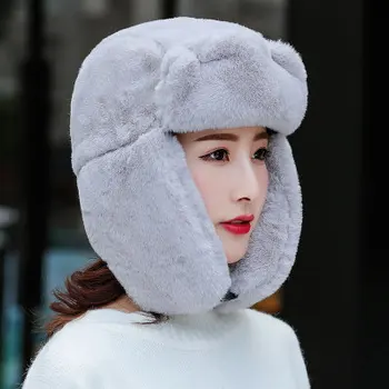 Ženske klobuk, ki je Krzno Bomber Klobuki za Ženske Zimske Kape Dekleta Skp z Bombažem Sneg Skp Krzno Earflaps ruske Kape Toplo