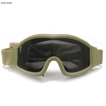 Vojske Vojaške sončna Očala Moških Streljanje Paintball Airsoft Očala z UV Zaščito Motoristična Očala S 3 Leče Taktično Očala
