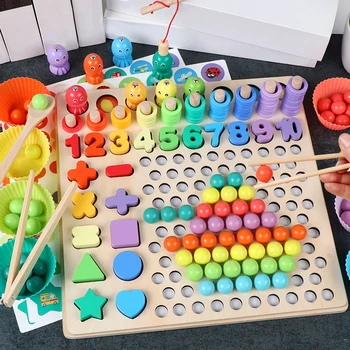 Otroci Igrače Montessori Lesene Igrače Roke Možganov, Usposabljanje Posnetek Kroglice Puzzle Odbor Math Igre Baby Začetku Izobraževalne Igrače Za Otroke