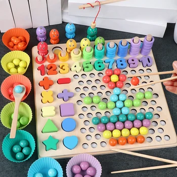 Otroci Igrače Montessori Lesene Igrače Roke Možganov, Usposabljanje Posnetek Kroglice Puzzle Odbor Math Igre Baby Začetku Izobraževalne Igrače Za Otroke
