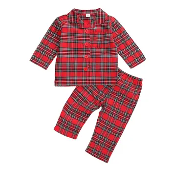 2020 Fantje Bombaž Kariran More Dojencek Dekliška Oblačila Obleko Risanka Pižame Otroci Pižame Jeseni, Pozimi Otroke Božič Pižami