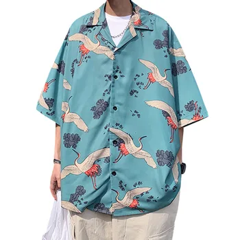 Poletje print majica Mens moda Poletje havajske Majice kratek rokav Priložnostne majice Plaži Vrhovi Ohlapne Srajce plus velikost