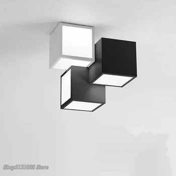 Ustvarjalno Kombinacijo Črne Stropne Luči Sodobnih Akril Led Square Stropna Svetilka z Daljinskim upravljalnikom Doma Deco Svetlobe Napeljave