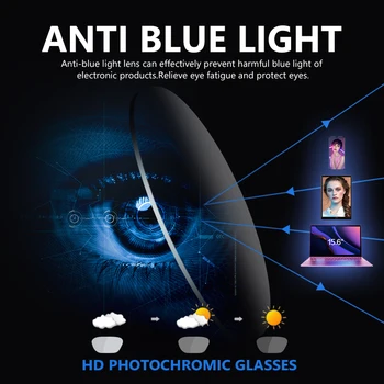 LIOUMO Okrogle Očala Za Računalnik Anti-Modra Blokiranje Očala Moški Ženske Spremenite Barvo Leče, Očala Photochromic