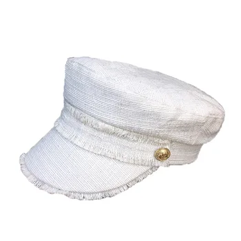 Moda Jeseni Nov Slog Naguban Dihanje Mornarsko Kapo na Prostem Prosti čas Vizir Skp Baretka Klobuki za Ženske beli klobuk za ženske