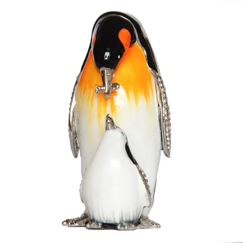 Pingvin kovinski nakit polje luksuzni polje bejeweled živali trinket box kovinski namizni obrti Božič/Novo Leto/darilo za rojstni dan za njo