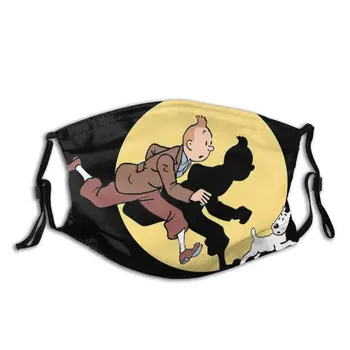 The Adventures Of Tintin Moški Ženske Večkratno uporabo Masko Proti Meglica, Prah zaščitni Pokrov Respirator Žarilna Maske z Filtri