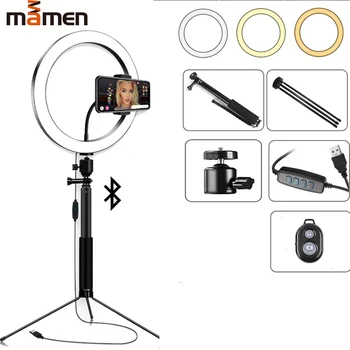 MAMEN Selfie Palico Obroč Svetlobe Fotografija 6/8/10 palčni LED Ličila Obroč Lučka Za Youtube Live Streaming Video S Stojalom USB Vtič