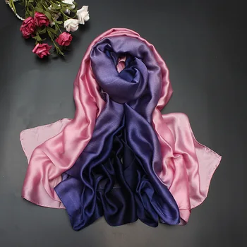 2020 Poletje Gradient Svileni Šal Za Ženske/Ženske Mode Dolgo Šali in Obloge Pashmina Rute foulard soie 190*110 CM
