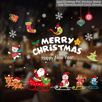 Vesel Božič Okno Nalepke 2020 Božično Dekoracijo Za Dom Drevo Okraski Božič Santa Claus Snežaka Srečno Novo Leto 2021