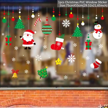 Vesel Božič Okno Nalepke 2020 Božično Dekoracijo Za Dom Drevo Okraski Božič Santa Claus Snežaka Srečno Novo Leto 2021