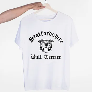 Moški Ženske Harajuku T-Majice, Tiskanje Tees Vrhovi Moške Staffordshire Bull Terier Nov Modni Hip Hop Majica s kratkimi rokavi
