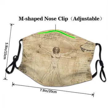 Moški Vitruvian Man Maska za Obraz Proti Prahu Leonardo Da Vinci zaščitni Pokrov Respirator Stroj Usta Žarilna