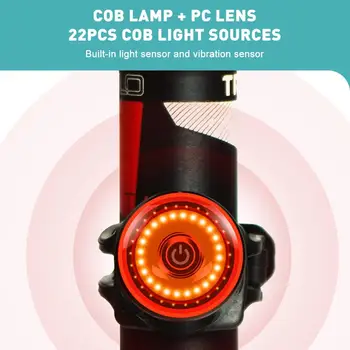 Smart Kolo Kolo Zadnje Luči Auto Start/Stop Zavoro, Zaznavanje Svetlobe IPx6 vodoodporna LED Svetilka Kolesarske Opreme,