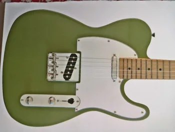 Vrhunska FDTL-2023 zelena barva bela pločevina Trdna basswood telo javor fretboard TL električna kitara, Brezplačna dostava