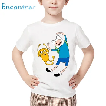Otroci Risanka Finn in Jake Pustolovščina Čas Print majica s kratkimi rokavi Otroci Poletje Beli Vrhovi Fantje in Dekleta Smešno T-shirt