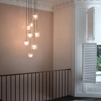 Dvojno Steklo Obesek Svetlobe Jedilnico Obesek Lučka za Nordijsko Pohištvo Dekoracija Slog Bar Kuhinjo LED svetlobna telesa Hanglamp